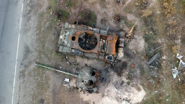 Dmytrovka Ukraine May 2022 Smashed 러시아 불타는 우크라이나 — 스톡 사진