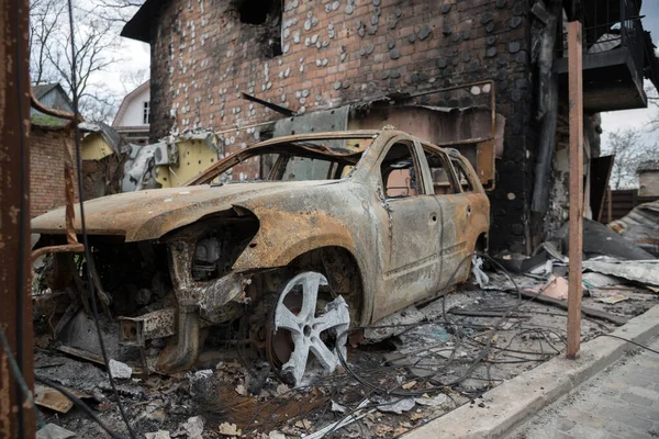 Irpin Ukraine Maj 2022 Krig Ukraina Ruiner Ett Hus Och — Stockfoto
