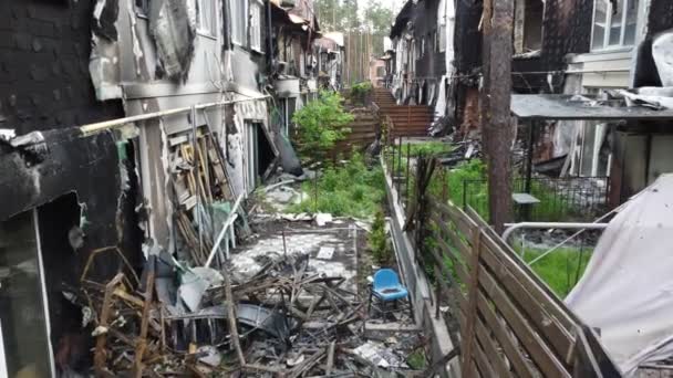 Hostomel Ukraine Mai 2022 Guerre Ukraine Appartement Incendié Maison Après — Video