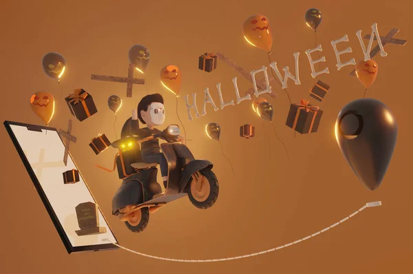 Ilustracja Tło Halloween Dać Voucher Baner Plakat Lub Tło Papier — Zdjęcie stockowe
