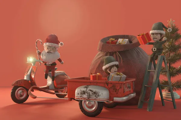 Ilustración Plantilla Promoción Venta Navidad Concepto Compras Línea Santa Claus — Foto de Stock