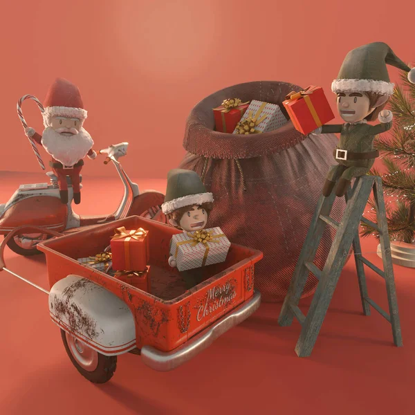 Ilustración Plantilla Promoción Venta Navidad Concepto Compras Línea Santa Claus — Foto de Stock