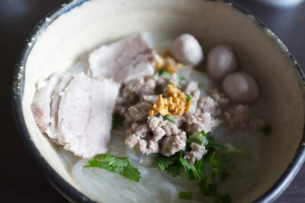 Malet Fläsk Och Liten Linjenudel Med Köttbullar — Stockfoto