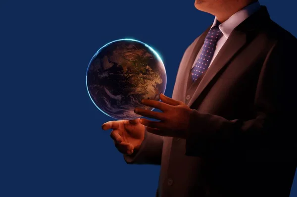 Illustration Rendering Businessman Holding World Concept Viral Marketing Business — Stock Photo, Image