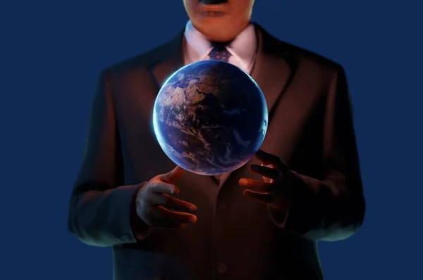 Illustration Rendering Businessman Holding World Concept Viral Marketing Business — Φωτογραφία Αρχείου