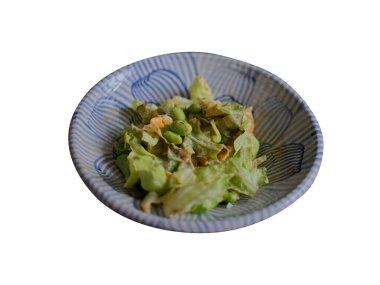 Green salad with fresh vegetables isolated on white background