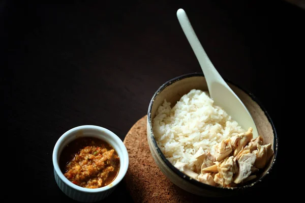 Ayam Kukus Dengan Nasi Thai Rumah Makanan Dibuat — Stok Foto