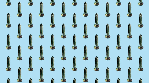 Background Pattern Cloned Metal Screw Blue Background Stock Image