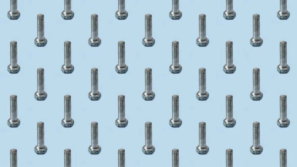 Metal Bolt Blue Background Fixing Material Pattern Template Background Studio Stock Picture