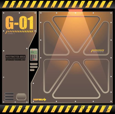 Tasarım elemanı, arkaplan, poster ya da başka bir amaç için gelecekteki endüstriyel kapı ya da kapı.