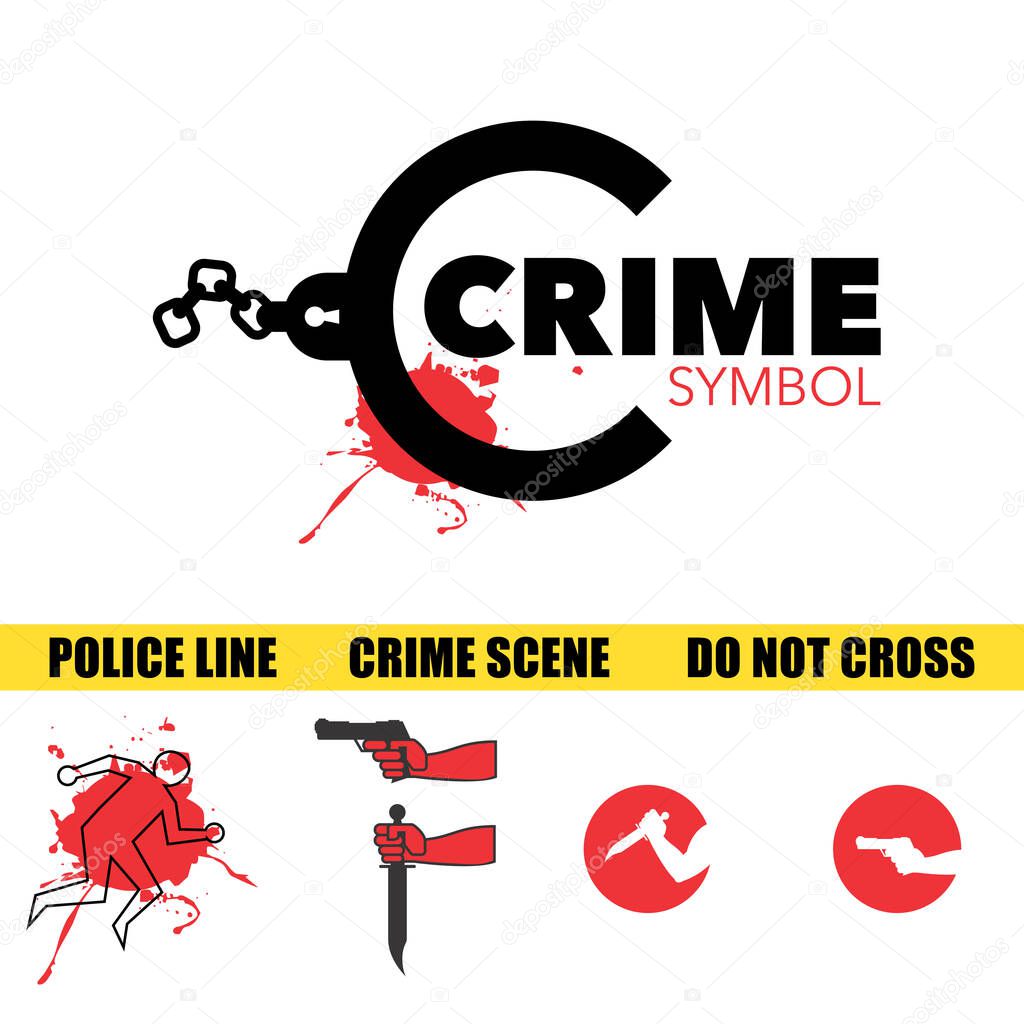 common crime scene symbols for logo, infographic, icons, design element, or any other purpose.