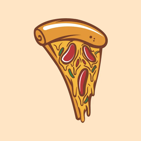 Screaming Halloween Tema Pizza Ilustração Formato Vetorial Adequado Para Camiseta — Vetor de Stock