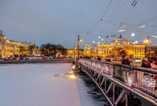 New Year Petersburg View Palace Bridge Admiralty Building Petersburg Russia — Stock Photo, Image