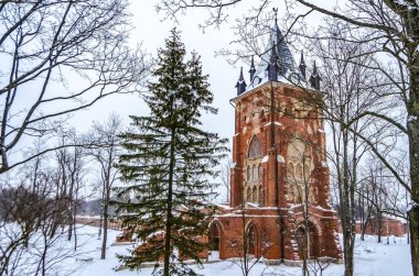 Pavilion Chapel in winter Alexandrovsky park in Tsarskoe Selo (Pushkin), Saint Petersburg, Russia