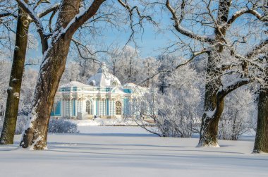 Kışın Grotto Pavyonu Catherine Park, Puşkin (Tsarskoe Selo), Saint Petersburg, Rusya