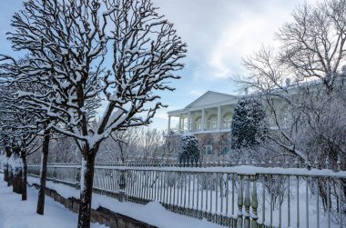 Cameron galerisi kışın Catherine Park, Puşkin (Tsarskoe Selo), St. Petersburg, Rusya