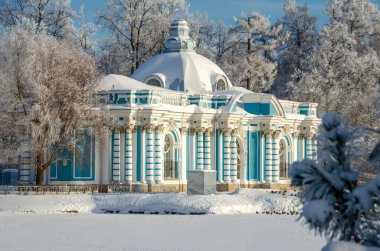 Kışın Grotto Pavyonu Catherine Park, Puşkin (Tsarskoe Selo), Saint Petersburg, Rusya
