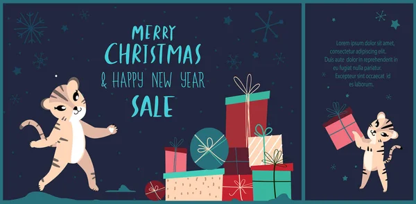 Feliz Año Nuevo Publicidad Venta Compras Banner Rojo Compras Navidad — Archivo Imágenes Vectoriales