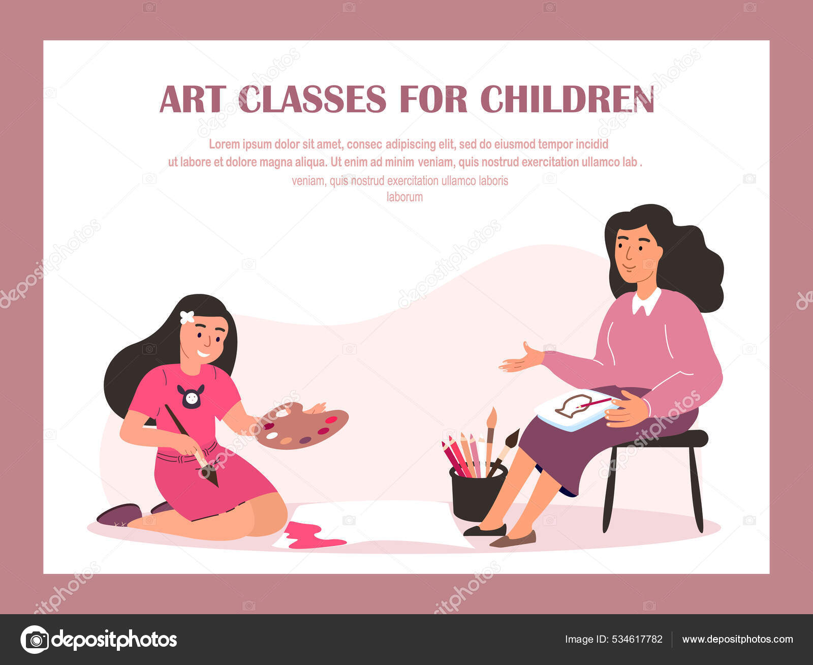 Art Teacher Creative Child Landing Page Template Kid Painting Paper ...
