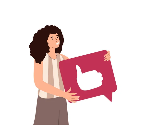 Web Designer Woman Holding Big Sign Online Communication Design Mobile — Stockový vektor