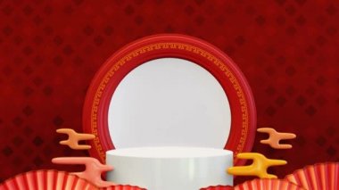 Podium display for chinese new year, 3d illustration