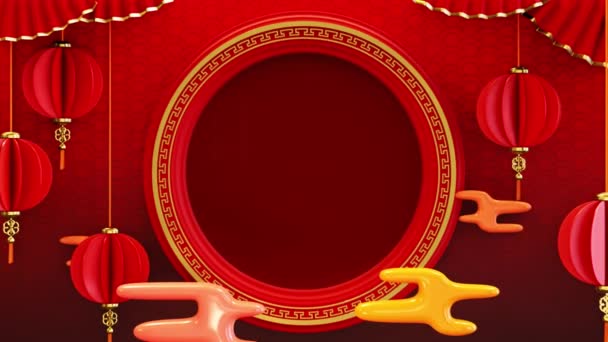 Chinese New Year Greetings Various Decorations — Vídeo de Stock