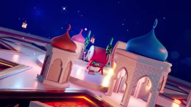 Bedug Drum和伊斯兰装饰的开斋节背景 — 图库视频影像