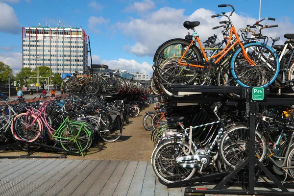 Amszterdam Hollandia 2021 Október Kerékpár Parkoló Amszterdamban Hollandiában — Stock Fotó