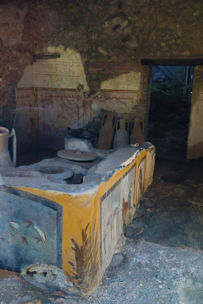 Beautiful Counter Antique Roman Restaurant Pompeii Italy — Stock Photo, Image