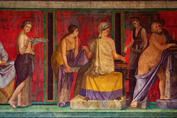 Fresco Villa Dei Misteri Pompeia Itália — Fotografia de Stock