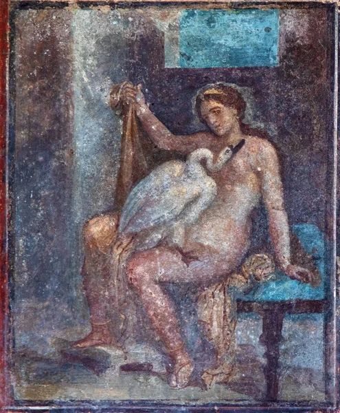 Leda Cigno Antico Affresco Pompei — Foto Stock