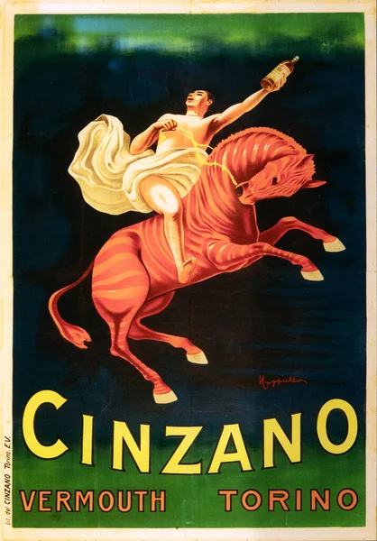Beautiful Vintage Poster Vermouth Cinzano Image Taken Galleria Campari Close — 图库照片
