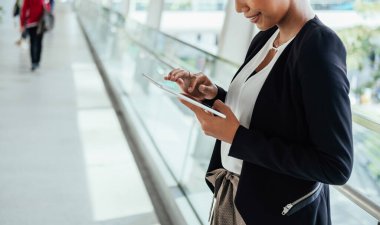 Close Up Photo Of Woman Hands Using Digital Tablet At Office Terrace