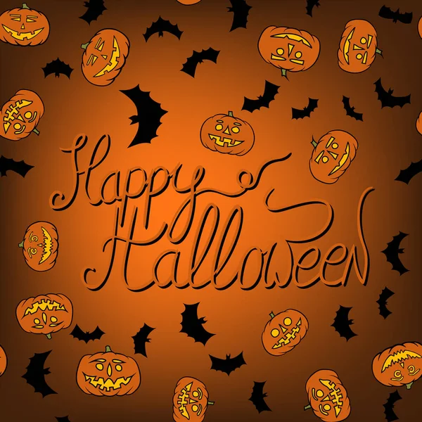 Halloween Vektorové Pozadí Nápisem Šťastný Halloween Pozdrav Černá Oranžová — Stockový vektor