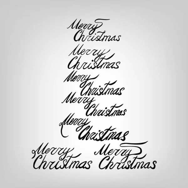 Merry Christmas Black Ink Vector Lettering Set — Stock Vector