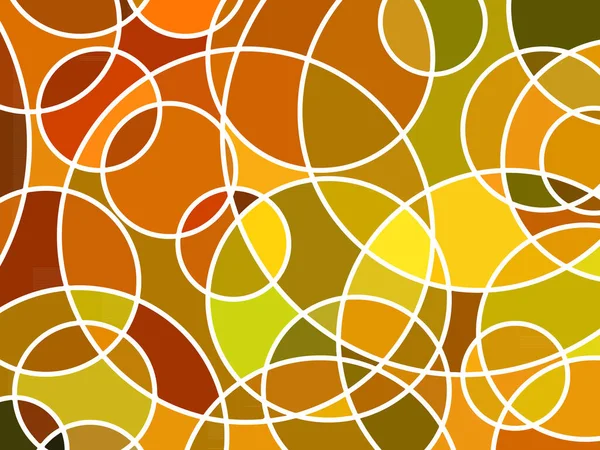 Abstract Vector Stained Glass Mosaic Background Orange Yellow Green Circles — 스톡 벡터