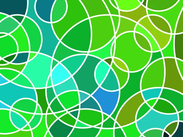 Vector Abstracto Vidrieras Fondo Mosaico Círculos Verdes Azules — Vector de stock