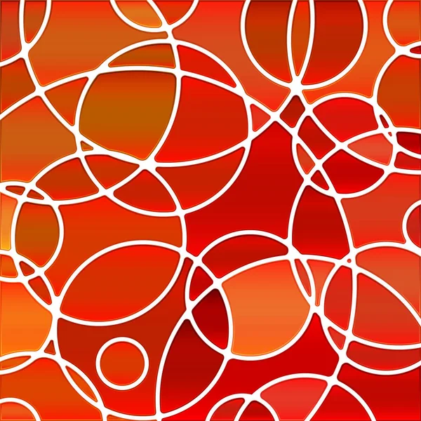 Abstract Vector Stained Glass Mosaic Background Red Orange Circles — Stock Vector