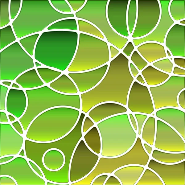 Vetor Abstrato Fundo Mosaico Vidro Manchado Círculos Verdes Marrons — Vetor de Stock