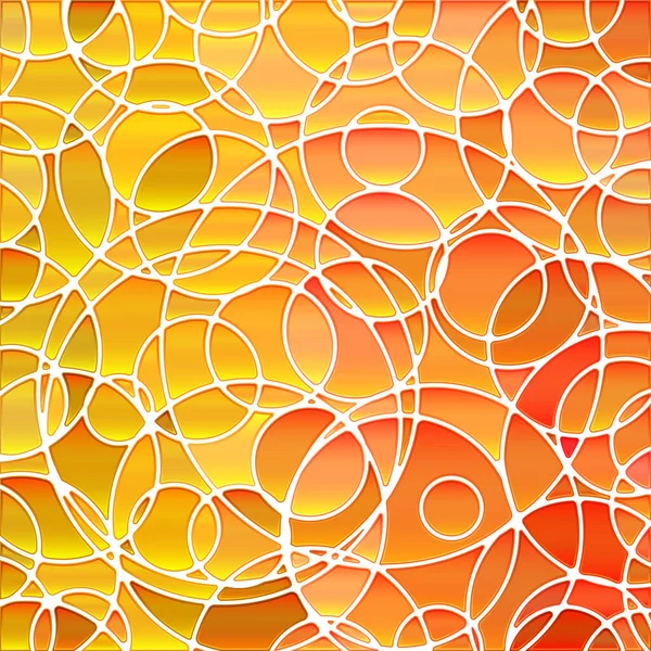 Abstract Vector Stained Glass Mosaic Background Golden Orange Circles — Stock Vector