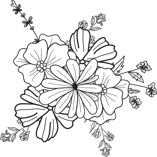 Bohemian Floral Salvar Cartões Data Lineart Desenhar Onecolor Mão Desenho — Fotografia de Stock