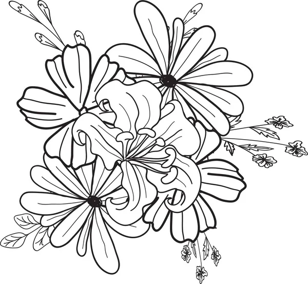 Bohème Floral Date Cards Lineart Dessin Onécolore Dessin Main Rustique — Photo