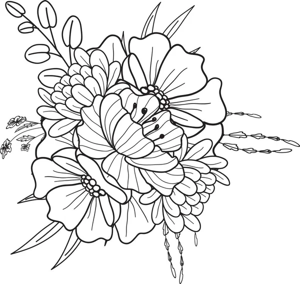 Bohemien Floral Salva Data Carte Lineart Disegnare Onecolor Mano Disegno — Foto Stock