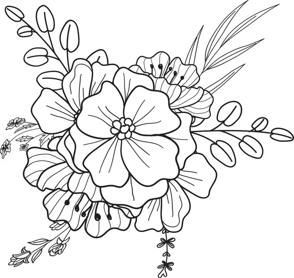 Bohemio Floral Guardar Fecha Tarjetas Lineal Dibujar Onecolor Dibujo Mano —  Fotos de Stock
