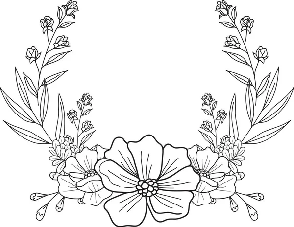 Bohemian Floral Salvar Cartões Data Lineart Desenhar Onecolor Mão Desenho — Fotografia de Stock