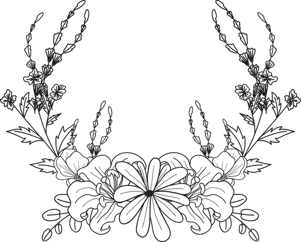 Bohemian Floral Salvar Cartões Data Lineart Desenhar Onecolor Mão Desenho — Fotografia de Stock