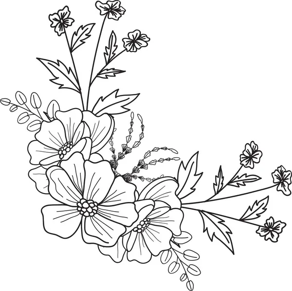 Bohemien Floral Salva Data Carte Lineart Disegnare Onecolor Mano Disegno — Foto Stock