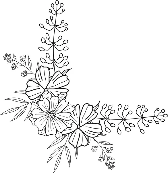 Bohemien Floral Salva Data Carte Lineart Disegnare Onecolor Mano Disegno — Foto Stock