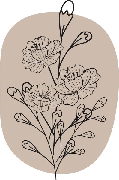 Boheemse Bloemen Date Cards Lineart Draw Onecolor Handtekening Rustiek Vintage — Stockfoto