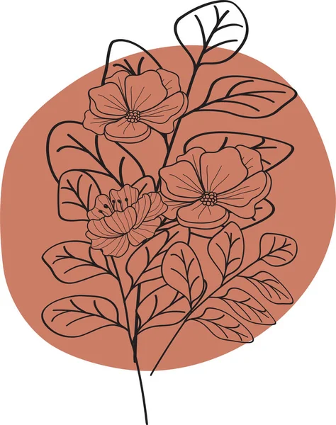 Bohemian Floral Salvar Cartões Data Lineart Desenhar Onecolor Mão Desenho — Fotografia de Stock